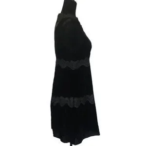 Embroidered Dress Foxiedox Velvet Dress Foxiedox Dresses Foxiedox  Sleeveless Velvet Dress With Lace Inserts Empire Waist
